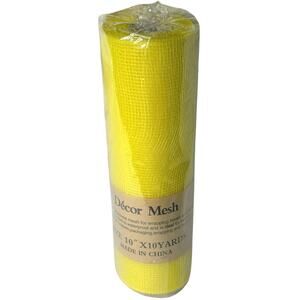 Decor Mesh Poly Ribbon Bright Yellow 10inx30ft Non-Metallic Craft Wreath Bow New